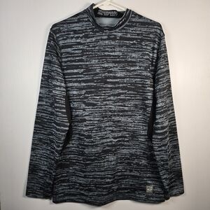 Nike Men's Pro Combat Dri-Fit Hyperwarm Max Fitted Training Top-Black/Gray SizeL